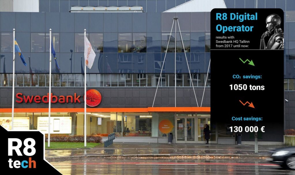Less CO2, significantly smaller energy costs and better indoor climate for Swedbank HQ in Tallinn as a direct result of our R8 Digital Operator!